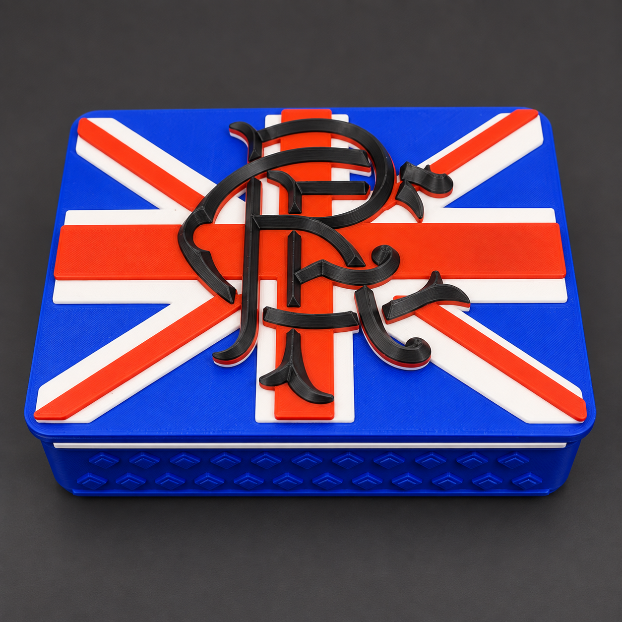 Rangers tray — Red and blue artwork with a matching blue tray.