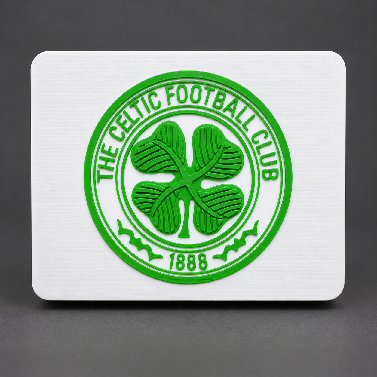 Celtic tray — Green club crest against a clean white lid.